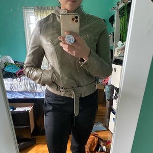 Faux Leather Jacket Taupe